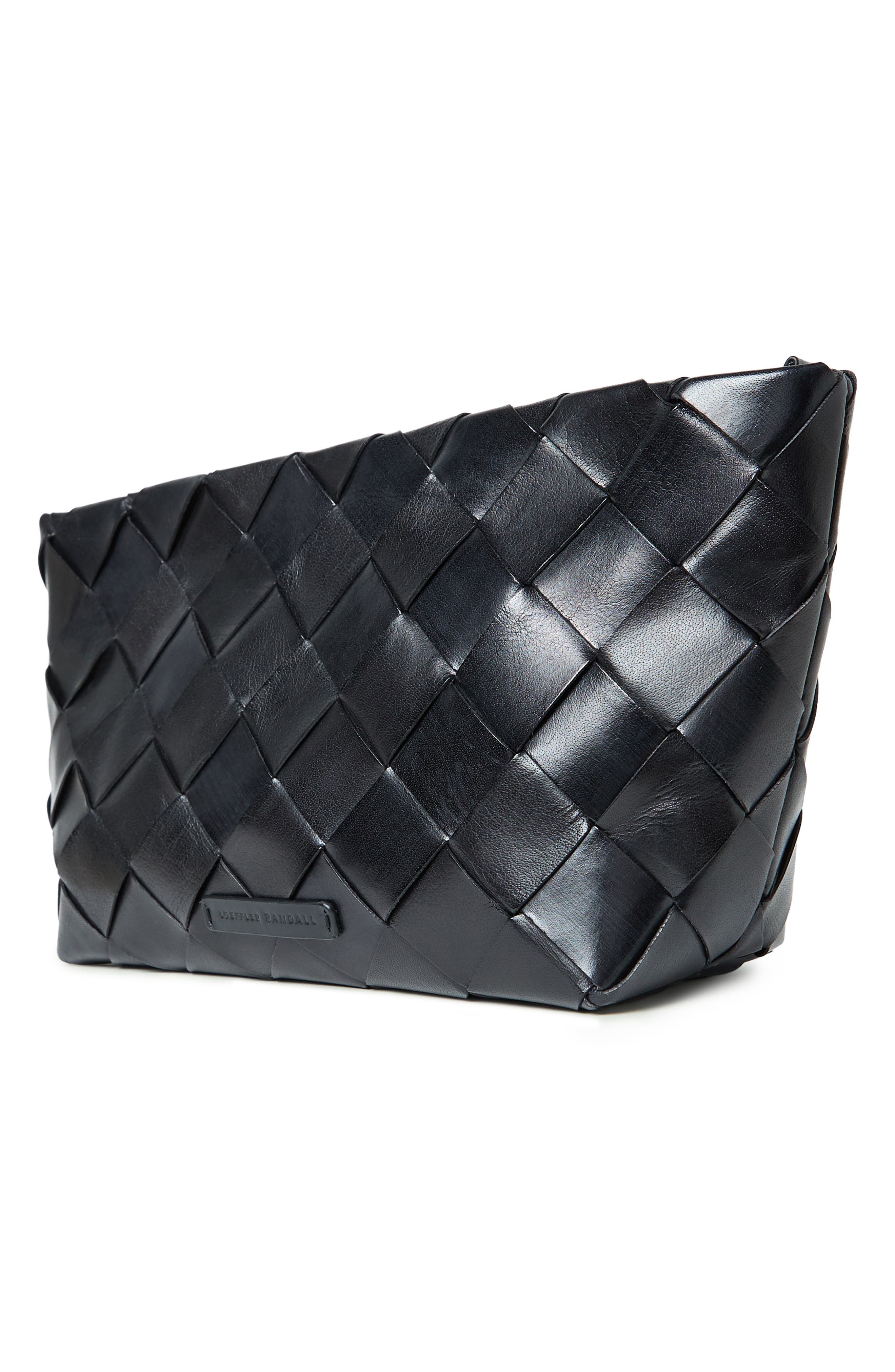 Loeffler Randall Melina Woven Leather Clutch, Alternate, color, Black