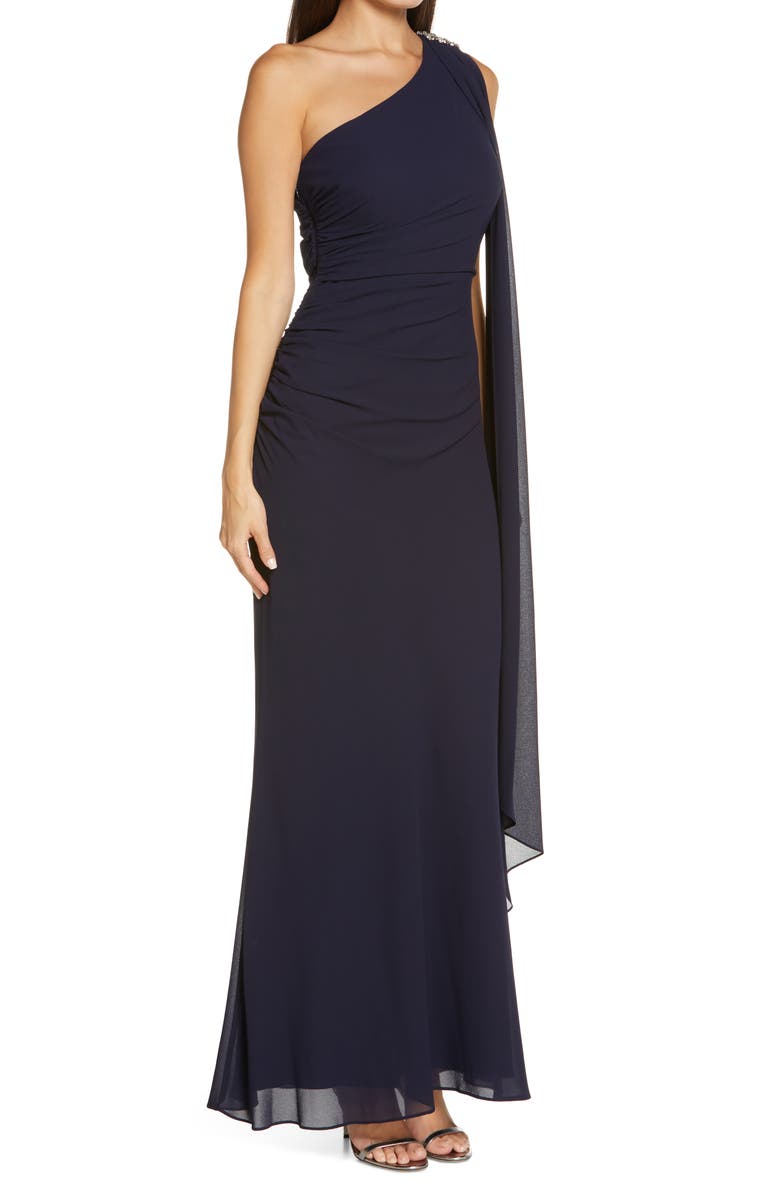 Vince Camuto One-Shoulder Drape Gown, Alternate, color,