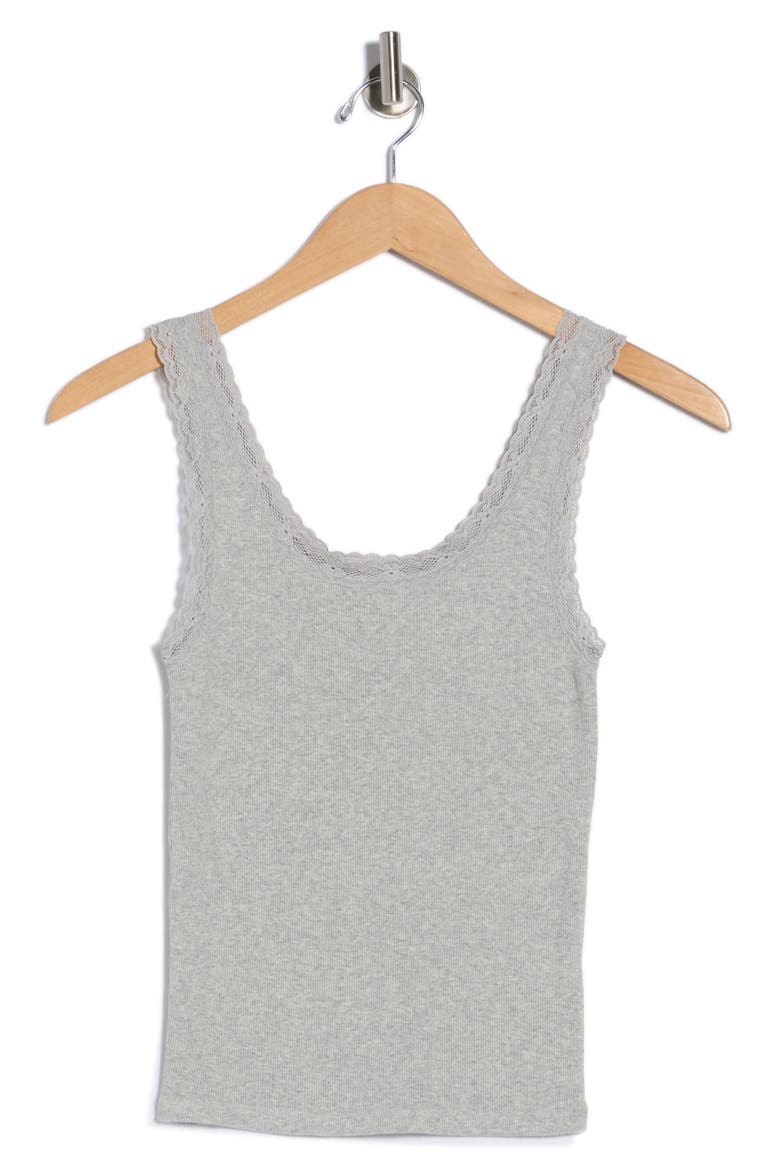 Lace Trim Tank Top, Alternate, color, GREY SOFT HEATHER