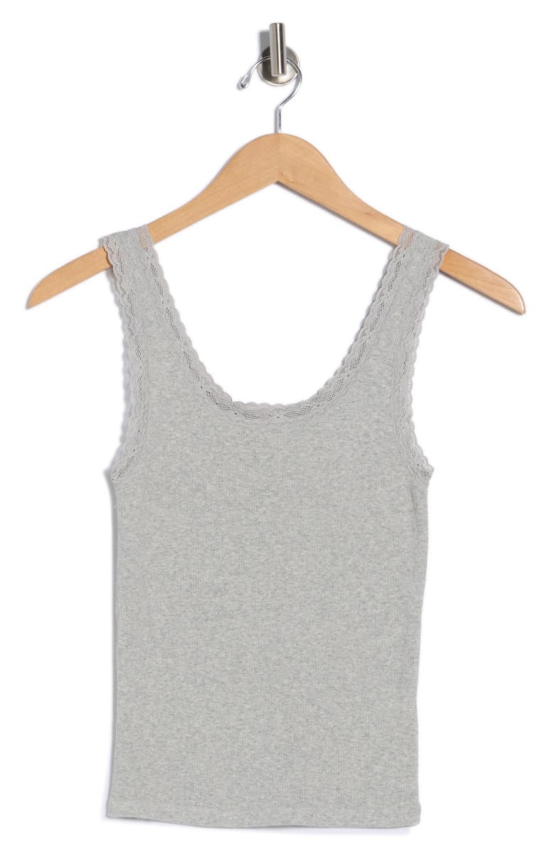 Abound Lace Trim Tank Top, Main, color, Grey Soft Heather