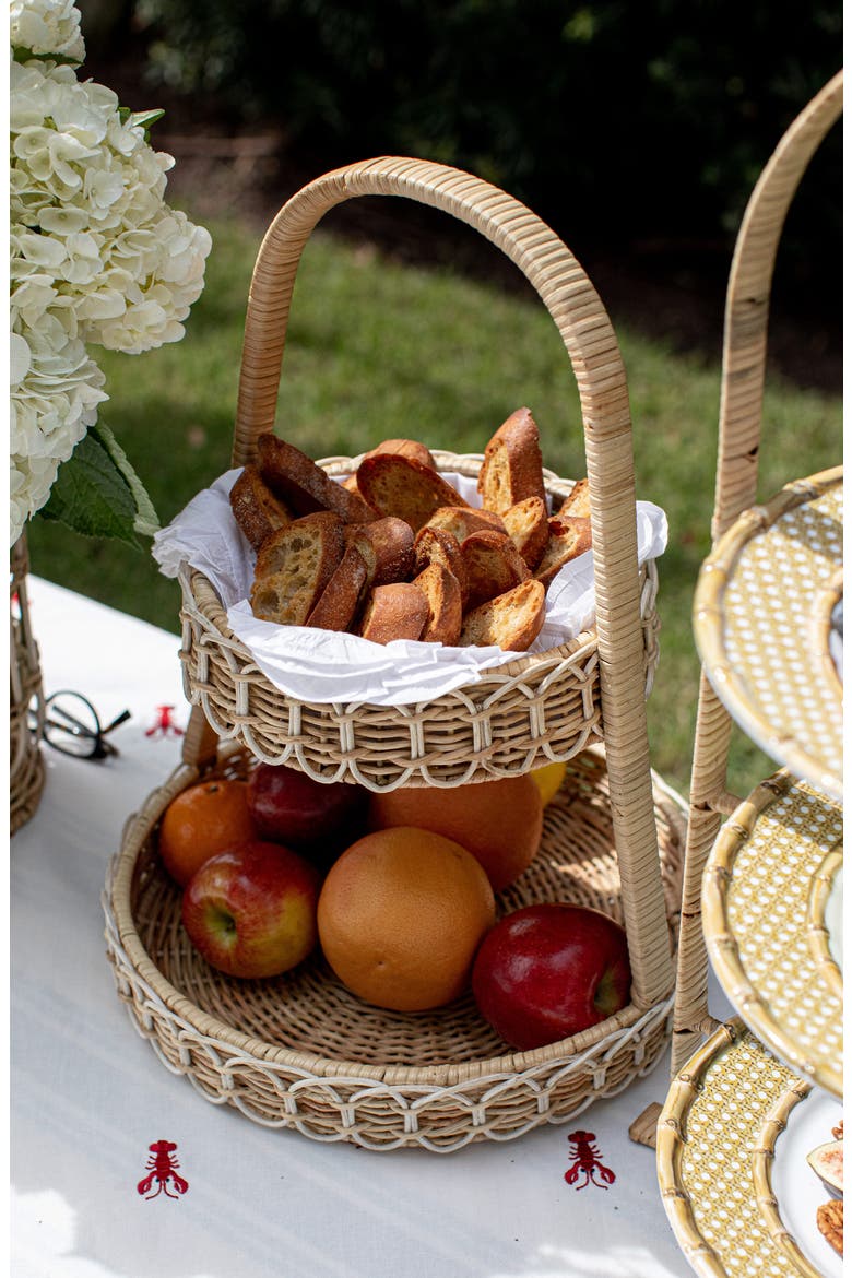 Provence Rattan Two-Tier Server, Alternate, color, NATURAL/ WHITEWASH