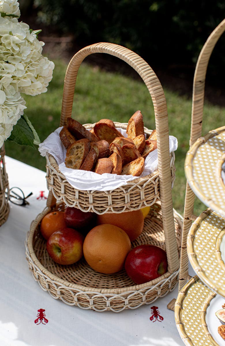 Juliska Provence Rattan Two-Tier Server, Alternate, color, Natural/ Whitewash