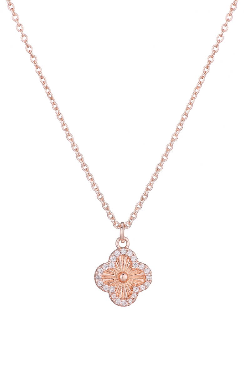 Adornia Pavé CZ Clover Pendant Necklace, Main, color, Pink