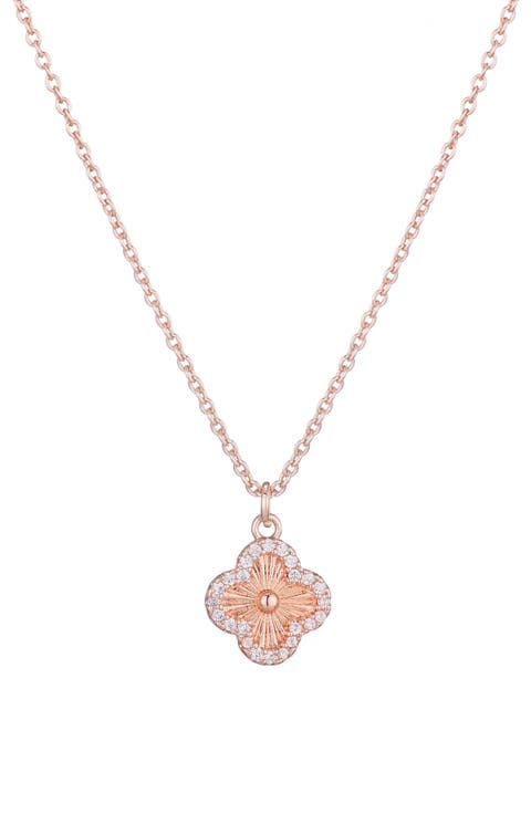 Pavé CZ Clover Pendant Necklace