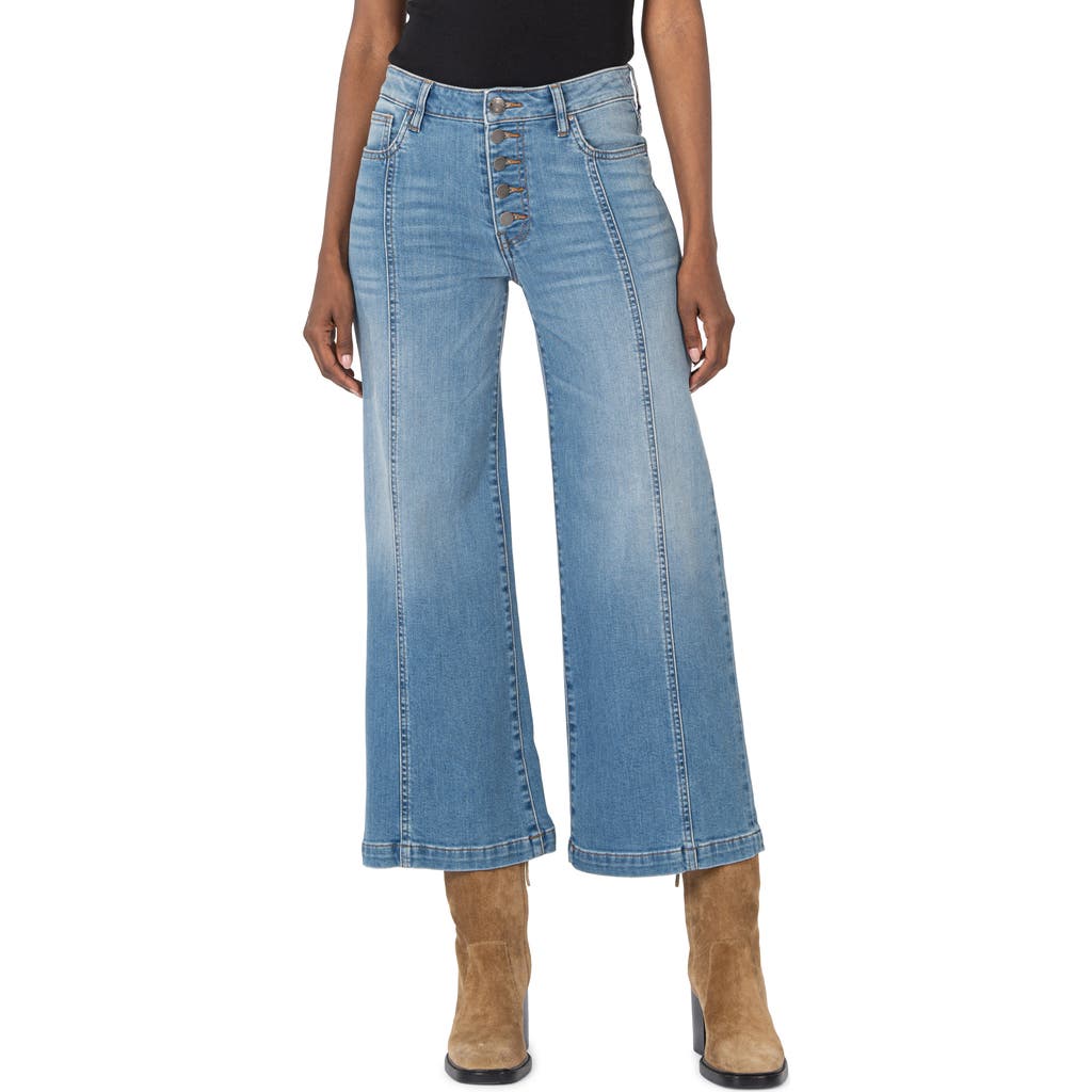 KUT FROM THE KLOTH KUT FROM THE KLOTH MEG EXPOSED BUTTON HIGH WAIST ANKLE WIDE LEG JEANS