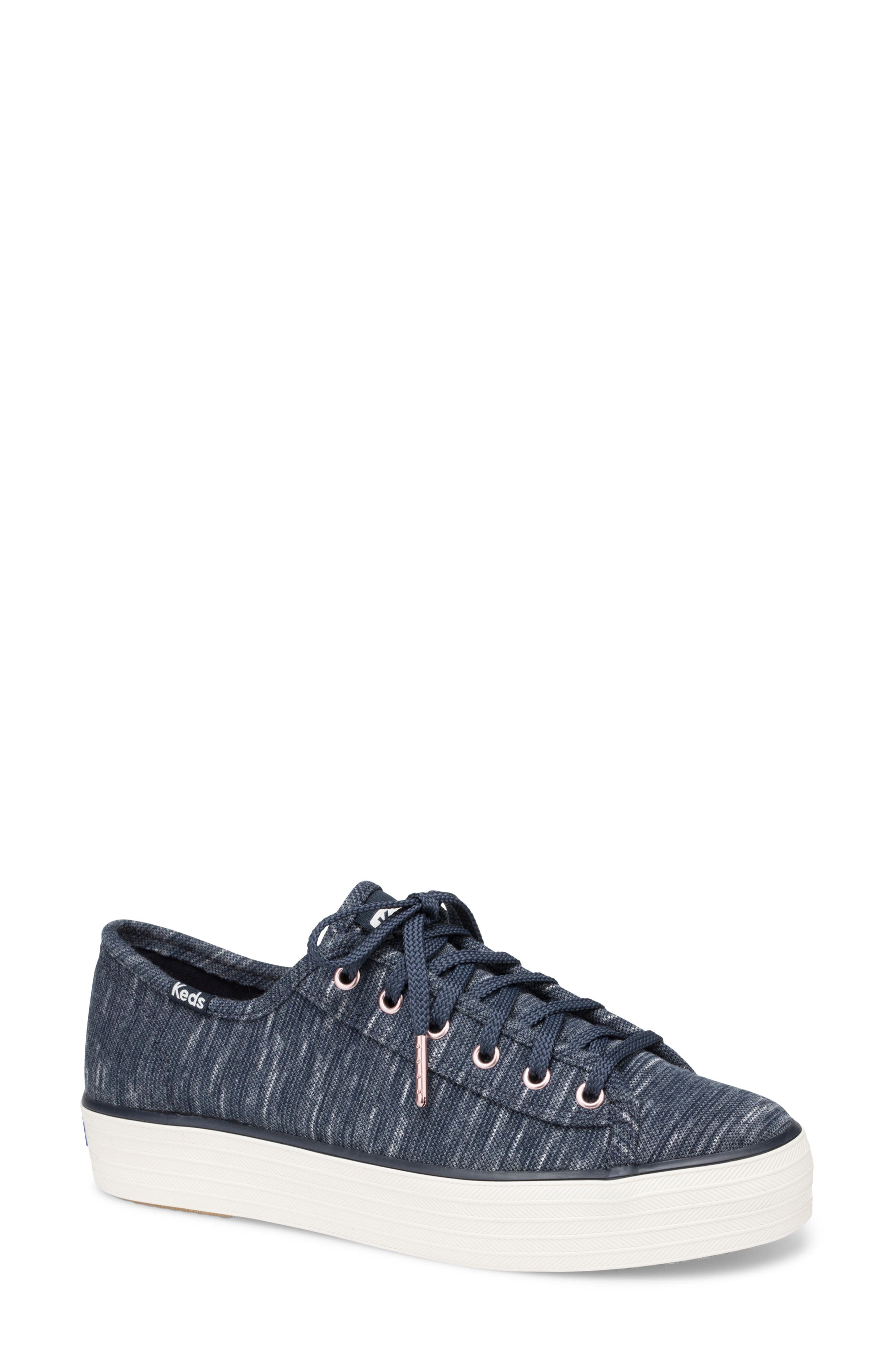 Triple Kick Platform Sneaker, Alternate, color, NAVY HEATHERED FABRIC