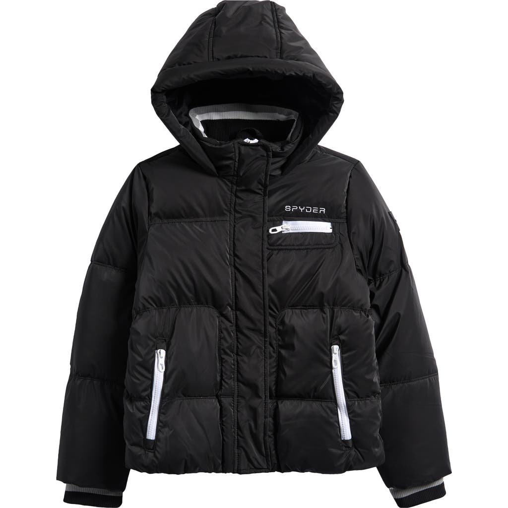 Spyder Kids' Hooded Puffer Jacket In Black