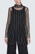 LUUKAA Noelle Striped Mesh Layered Blouse