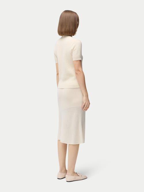 Gobi Mongolian Cashmere Organic Color Short-sleeve Textured Cashmere Top In White