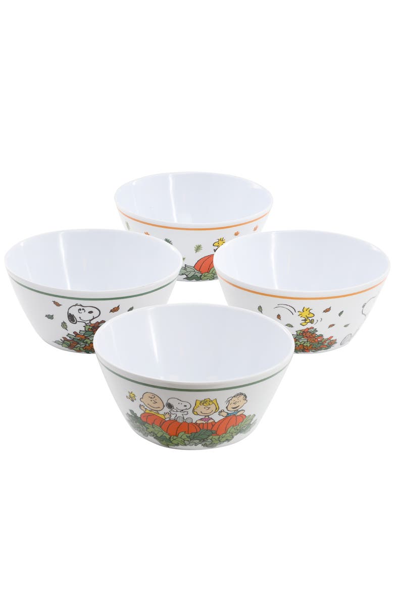 PEANUTS Happy Fall 4 Piece 5.8 Inch Round Melamine Cereal Bowl Set, Main, color, Assorted