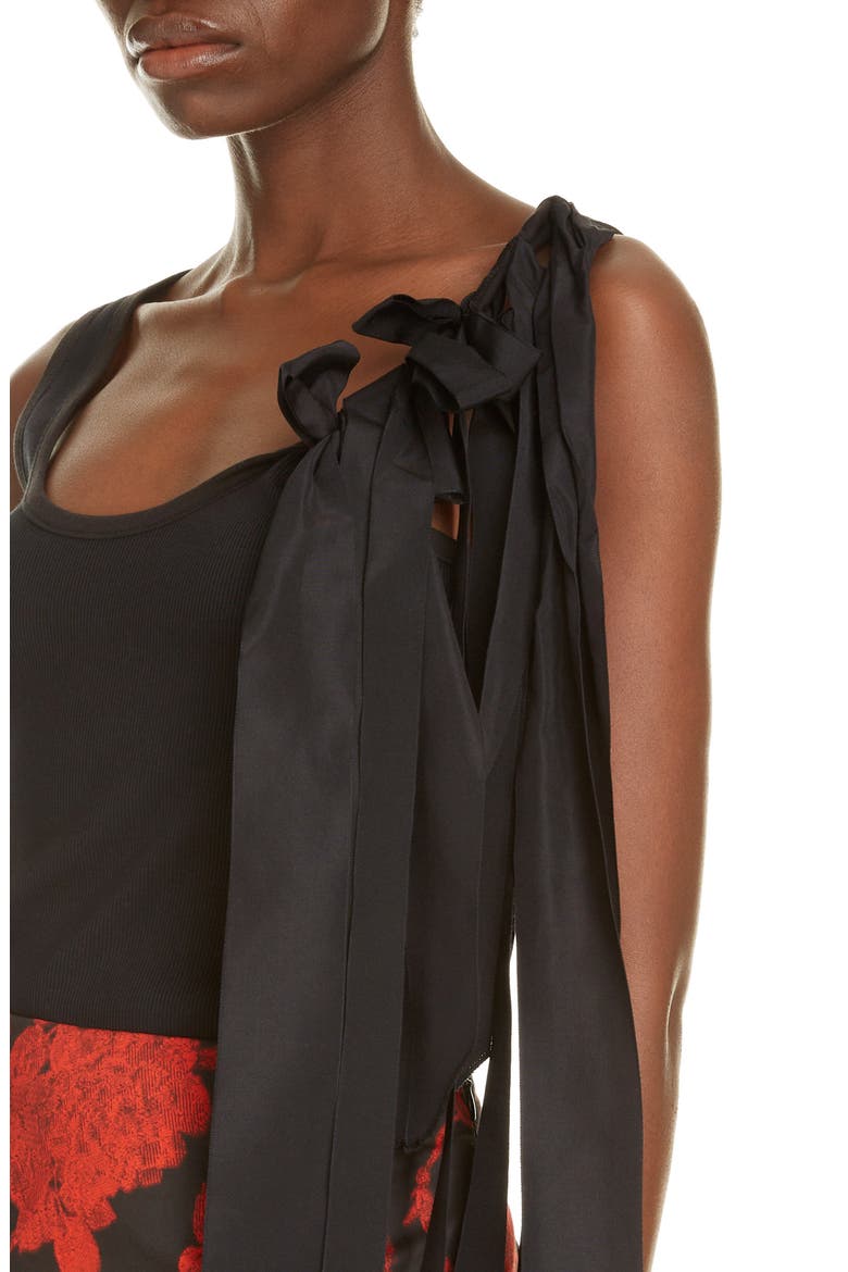 Hert Bow Rib Cotton Tank, Alternate, color, BLACK