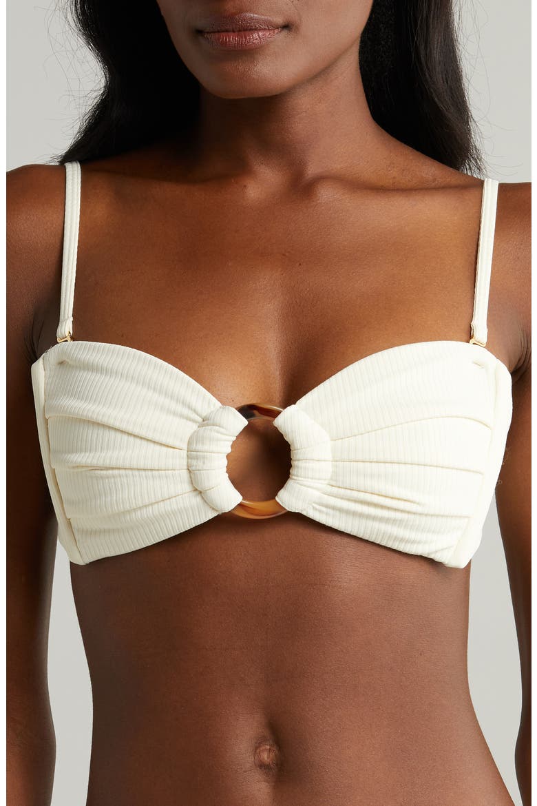 Tori Bandeau Bikini Top, Alternate, color, CREAM RIB