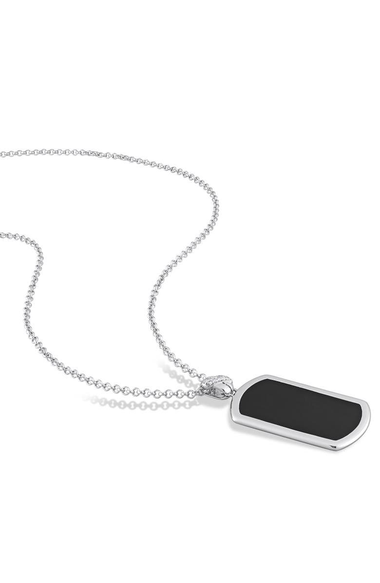 Julianna B. Black Diamond Accent Hexagon Enamel Necklace, Alternate, color, Diamond