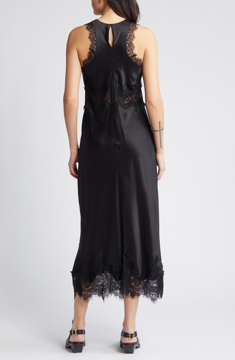 AllSaints Alula Lace Trim Satin Maxi Dress, Alternate, color,
