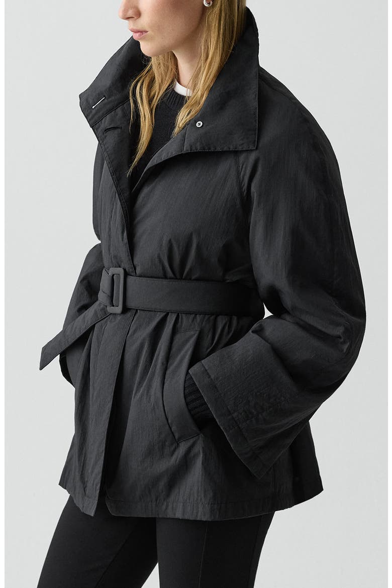 Belted Nylon Parka, Alternate, color, BLACK