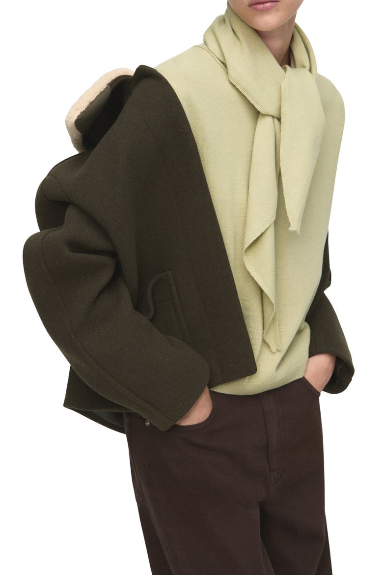 Short Sleeve Sweater with Scarf, Main, color, PASTEL GREEN