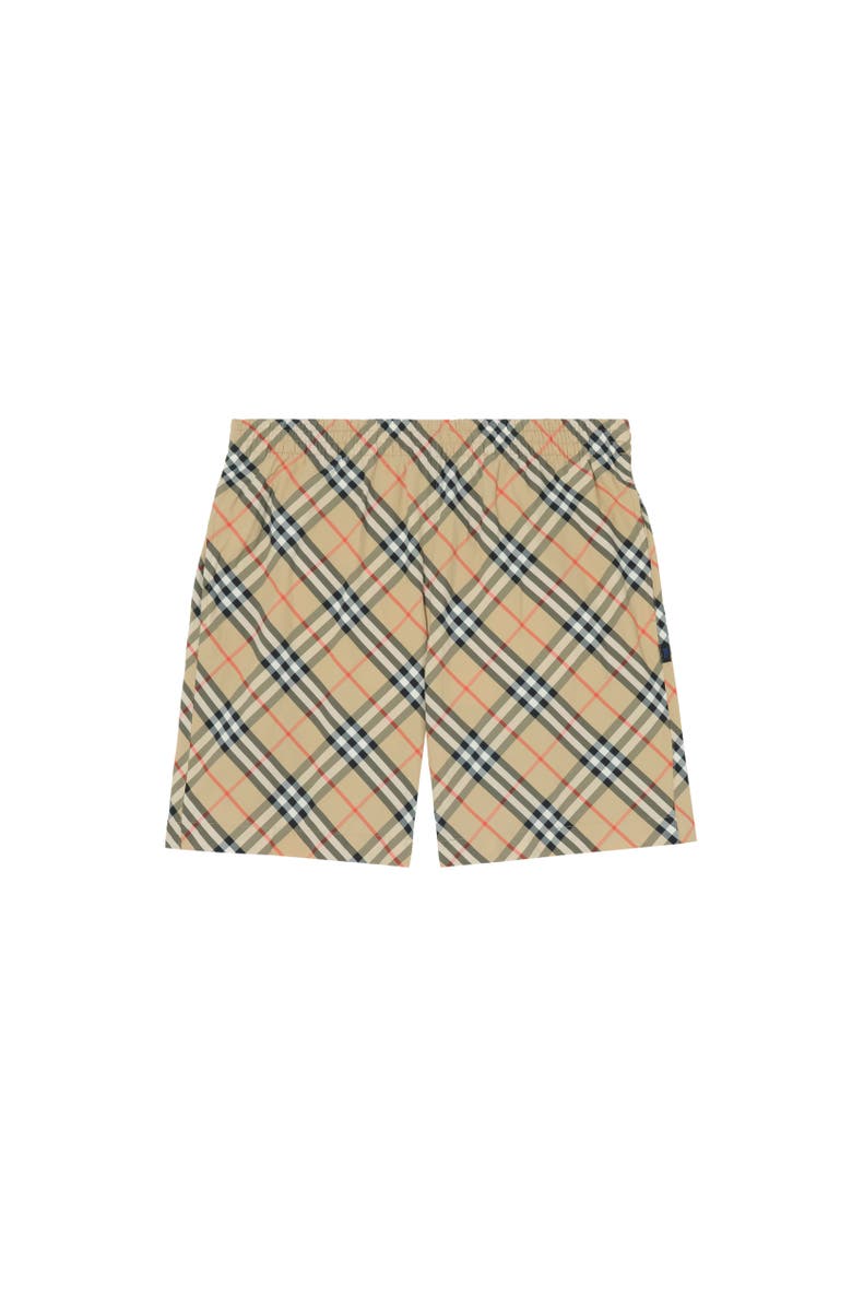 Burberry Check Swim Shorts, Alternate, color, Sand Beige