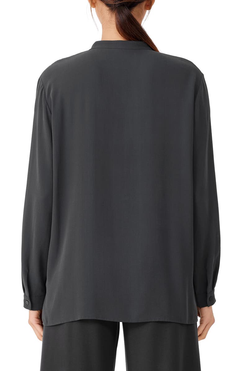 Eileen Fisher Mandarin Collar Silk Blouse, Alternate, color,
