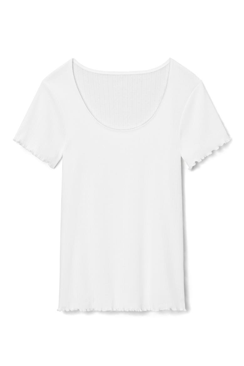 Pointelle Rib Lounge T-Shirt, Alternate, color, WHITE