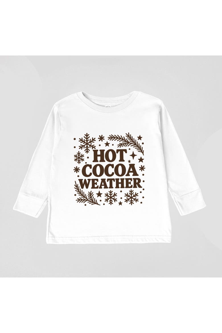 Hot Cocoa Weather Snowflakes Long Sleeve Tee Toddler, Main, color, White