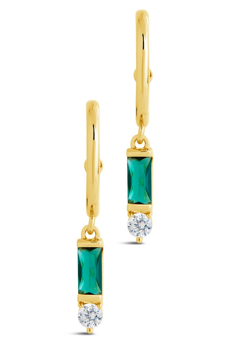 Sterling Forever Teigen CZ Drop Hoop Earrings, Alternate, color, Gold/ Green