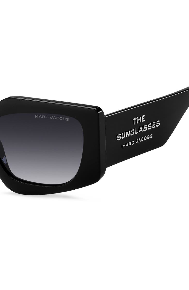 Marc Jacobs 53mm Gradient Rectangular Sunglasses, Alternate, color, Black/ Dark Grey Sf