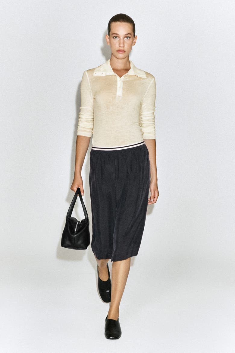 Contrast-Panel Pencil Skirt, Main, color, BLACK