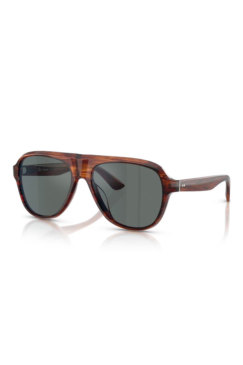 Paul Newman 57mm Pilot Sunglasses, Alternate, color, DARK AMBER SMOKE / REGAL BLUE