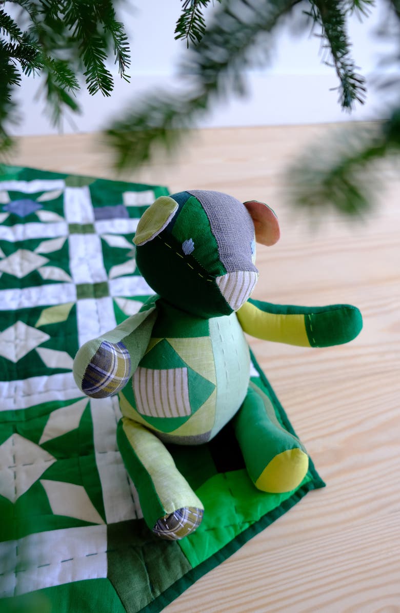 Thompson Street Studio Patchwork Linen Blend Teddy Bear, Alternate, color,