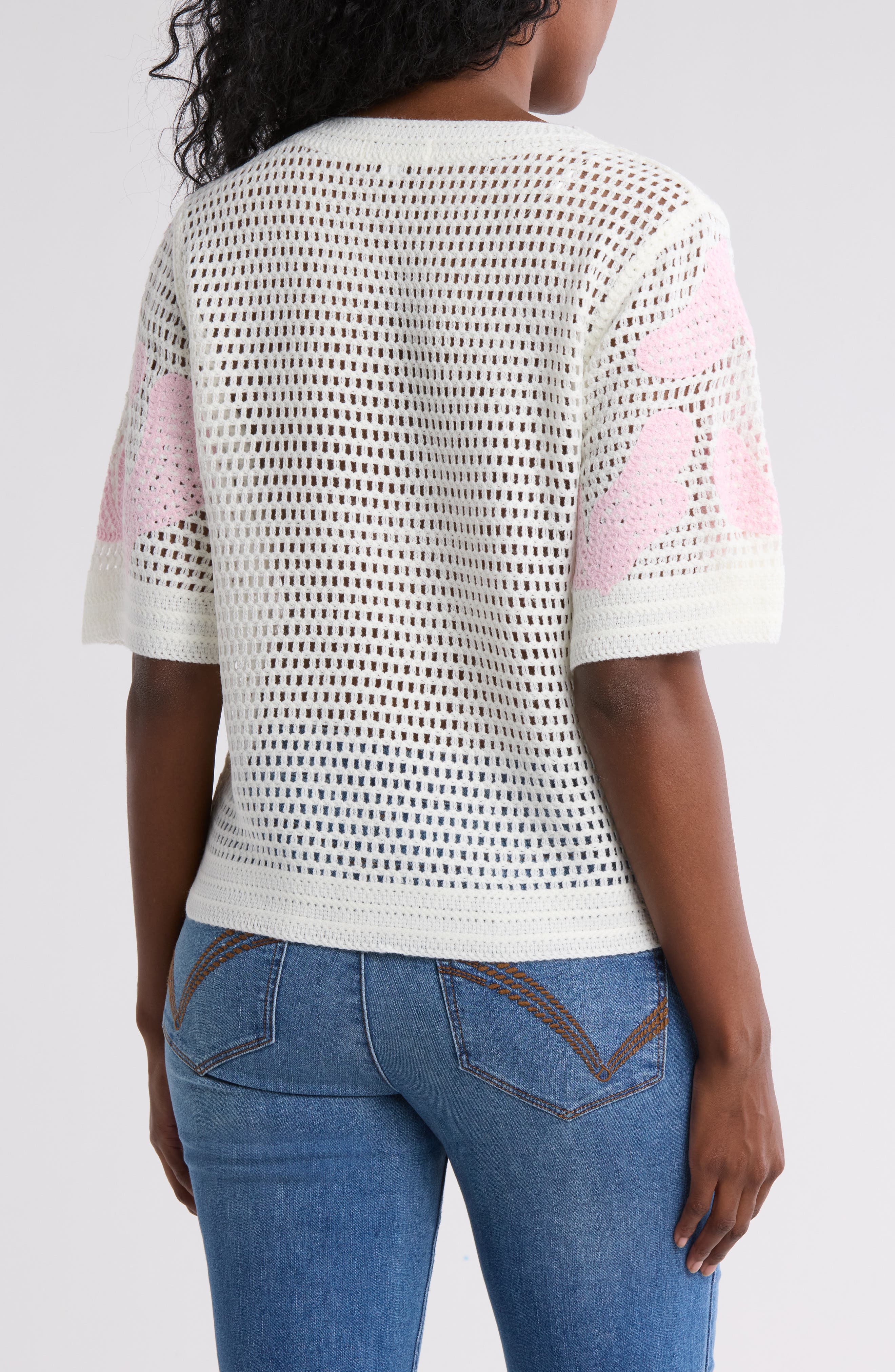 Embroidered Short Sleeve Sweater - image 4
