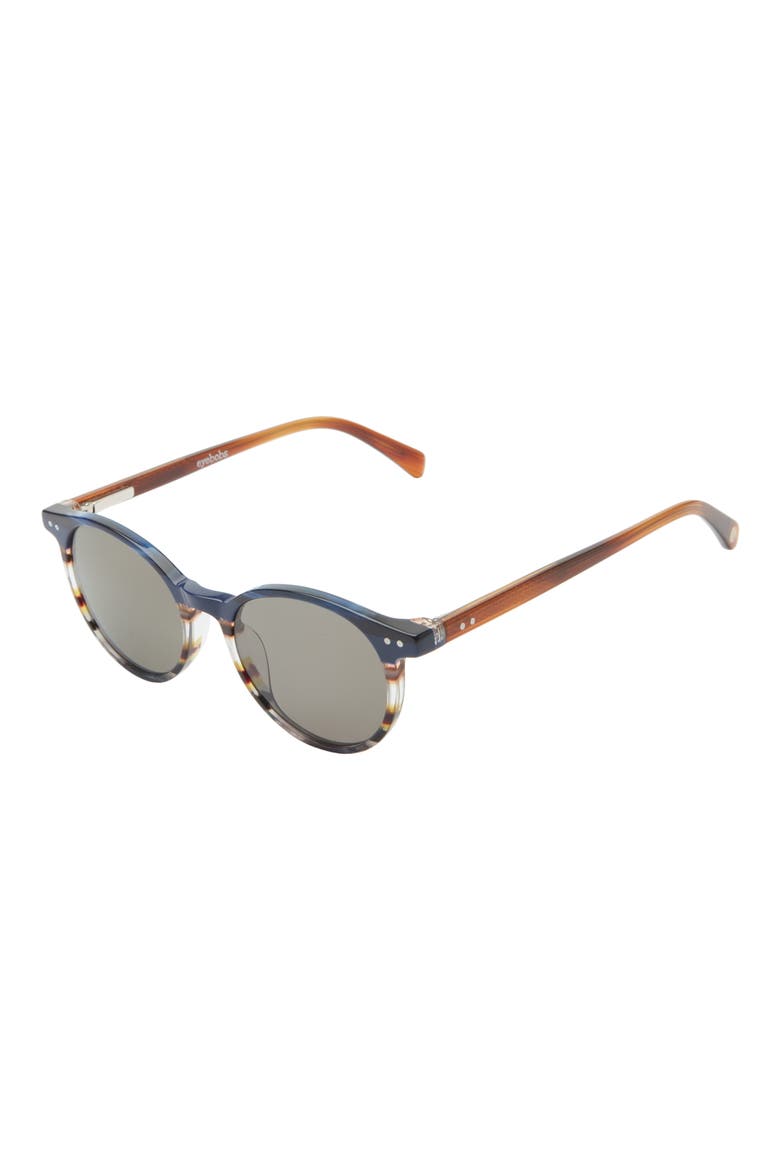 Case Closed 48mm Polarized Round Sunglasses, Alternate, color, BLUE STRIPE