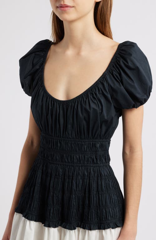 Shop Doen Dôen Enya Pleated Organic Cotton Maxi Dress In Black With Salt