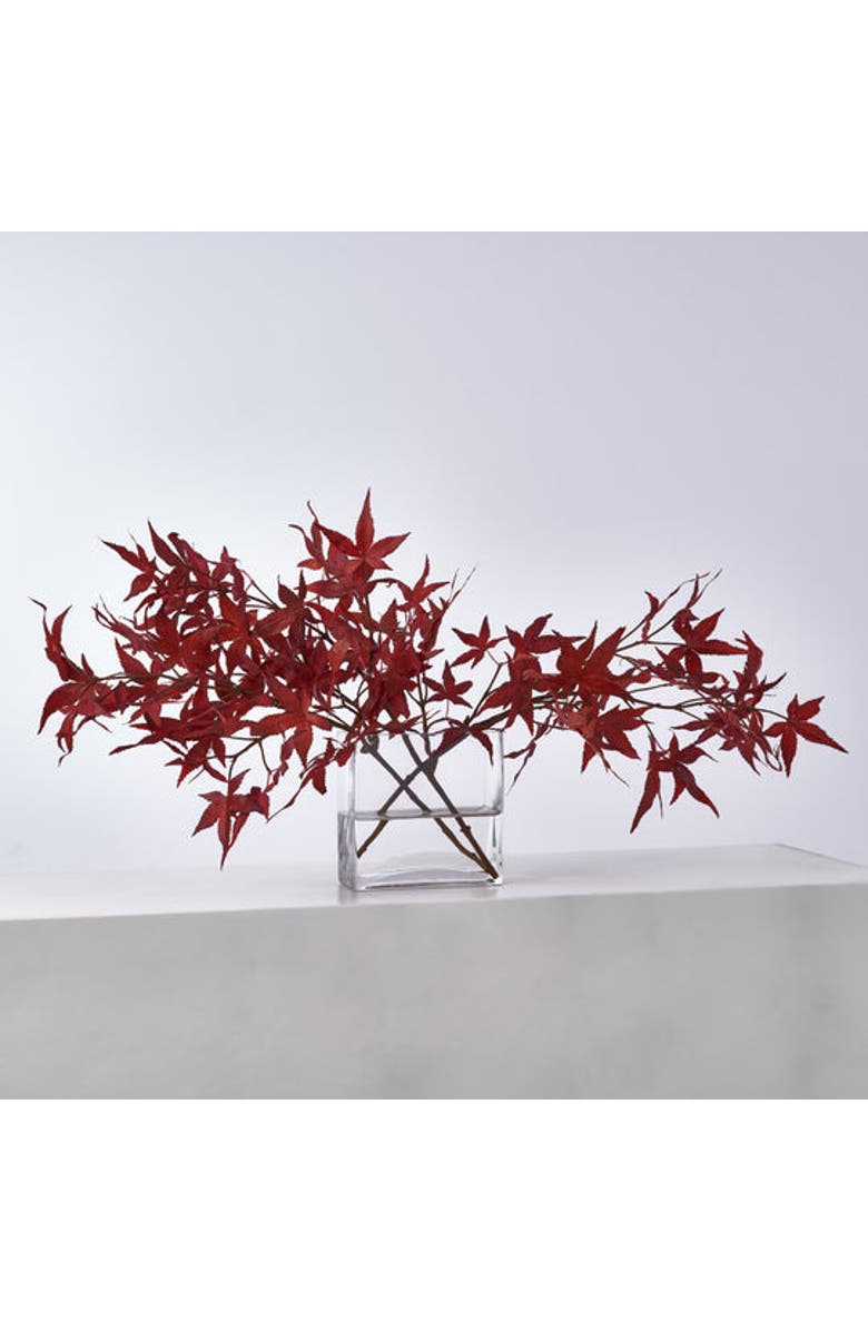 Darby Creek Trading Lifelike Red Japanese Maple Branches in Modern Flat Rectangle Vase, Main, color, Red