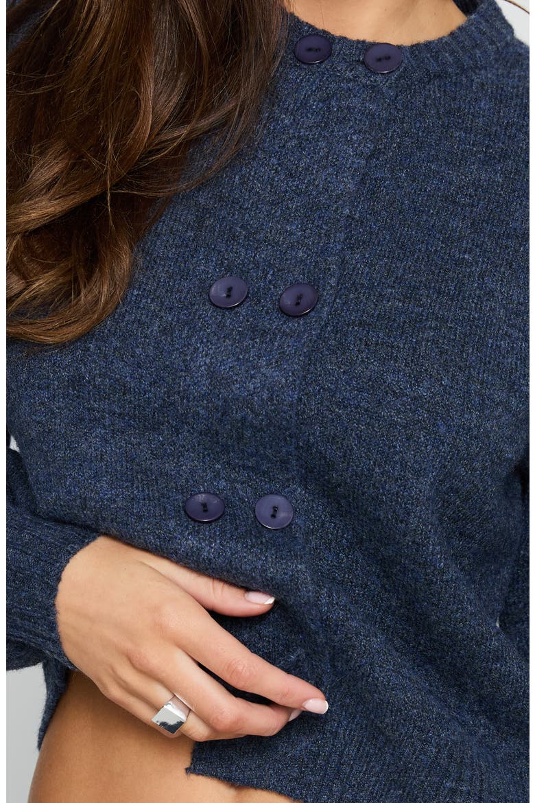 Kammi Double Button Crop Cardigan, Alternate, color, NAVY