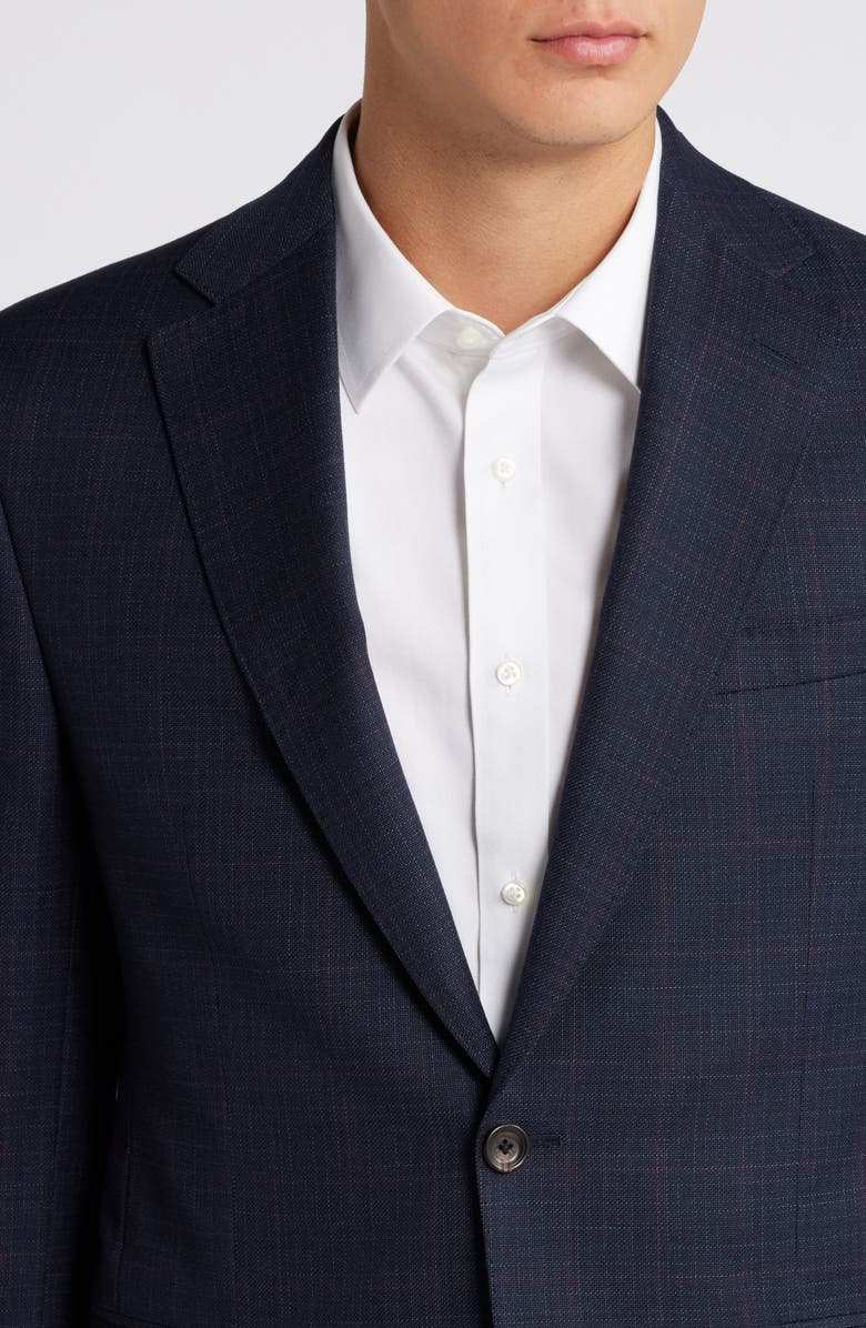 Jack Victor Esprit Contemporary Fit Tonal Deco Check Wool Suit, Alternate, color, Navy