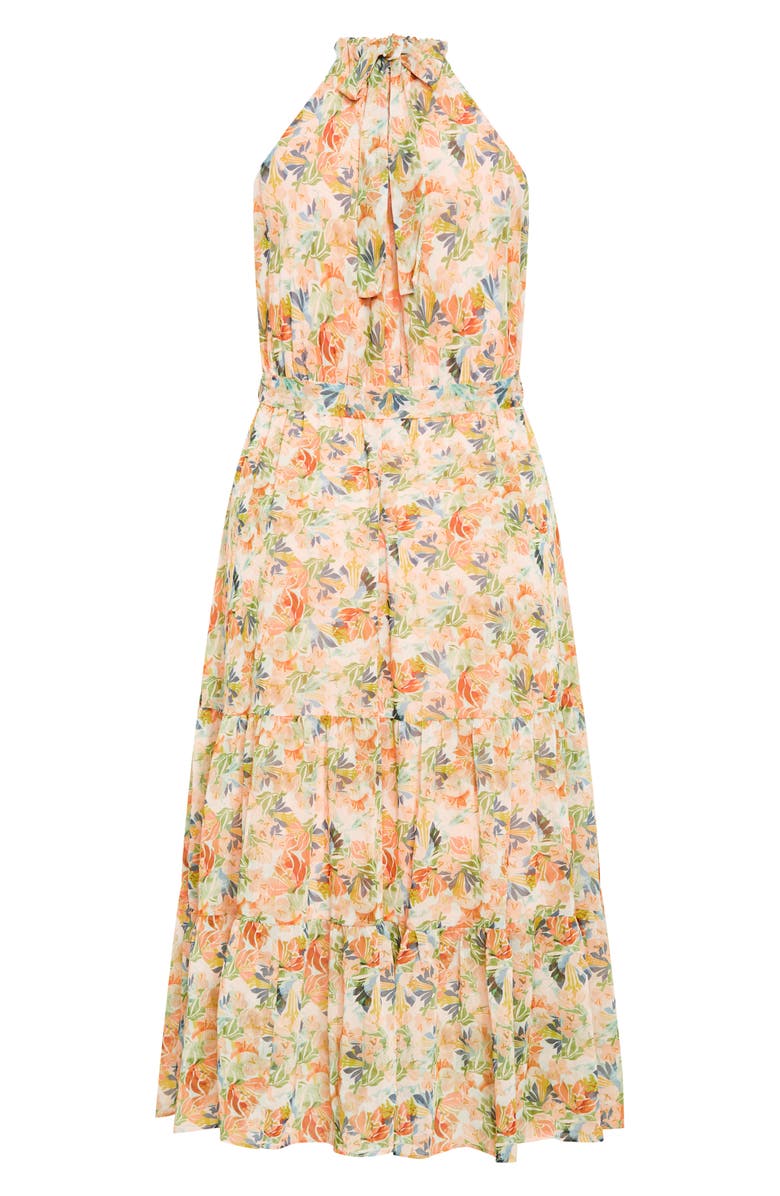 City Chic Callie Print Tiered Belted Maxi Dress, Alternate, color, 