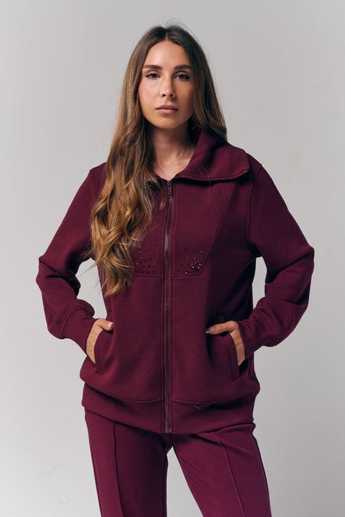 Le Fafo Raven Zip Up Jacket In Burgundy