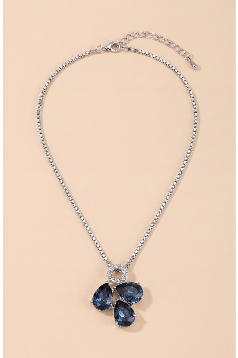 Teardrop Trio Cluster Pendant Necklace, Main, color, Sapphire