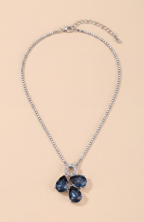 Teardrop Trio Cluster Pendant Necklace
