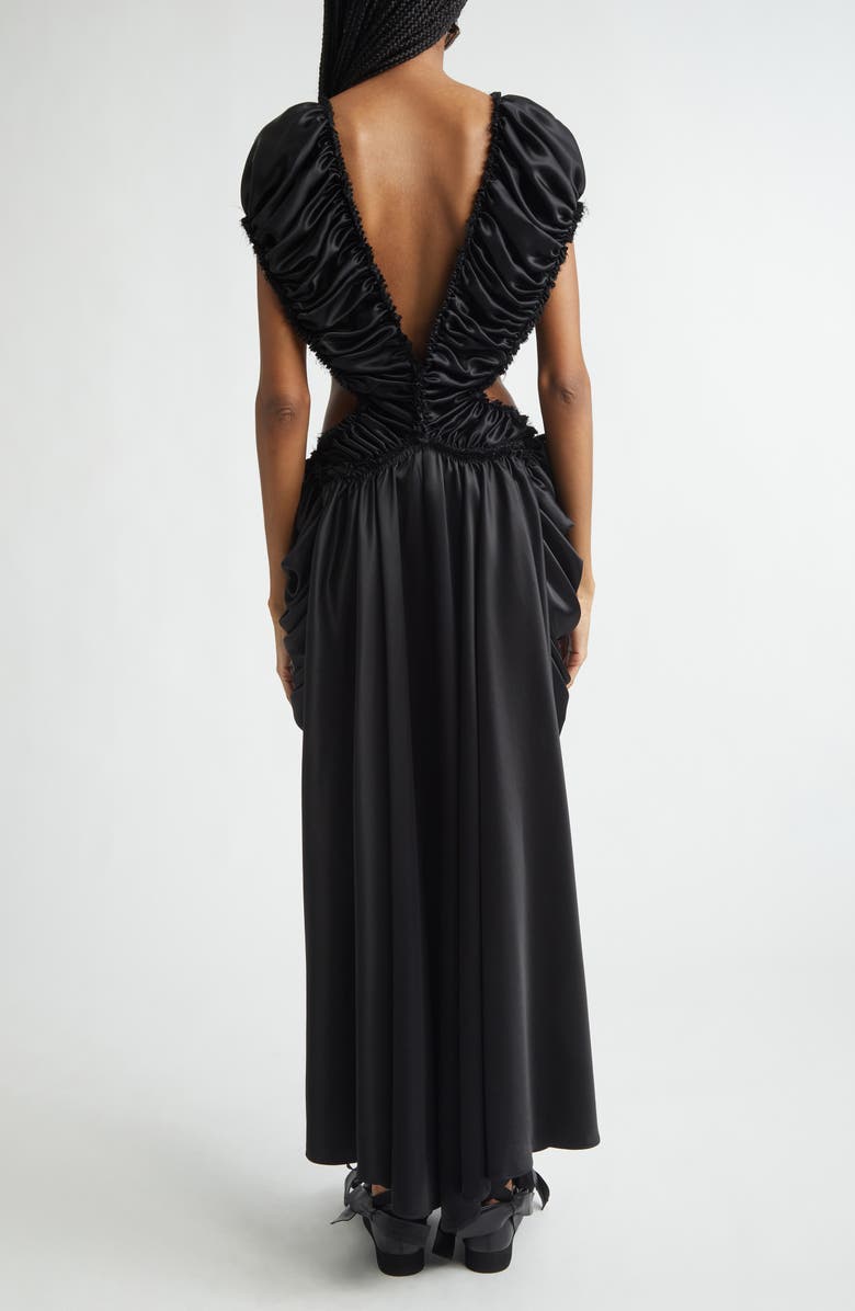 Collina Strada Diamond Satin & Lace Slipdress, Alternate, color, Black