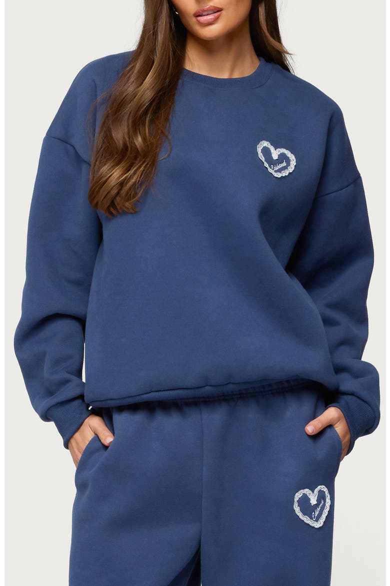 Love Edikted Oversize Sweatshirt, Main, color, NAVY