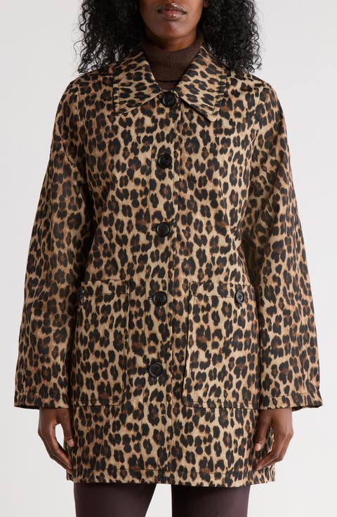 Leopard Print Water Repellent Rain Jacket