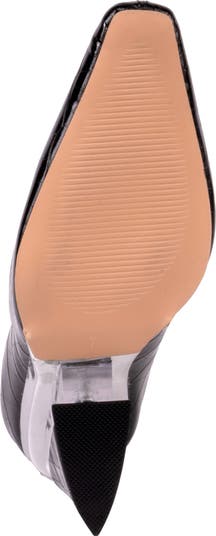 Via Croc Embossed Block Heel Bootie