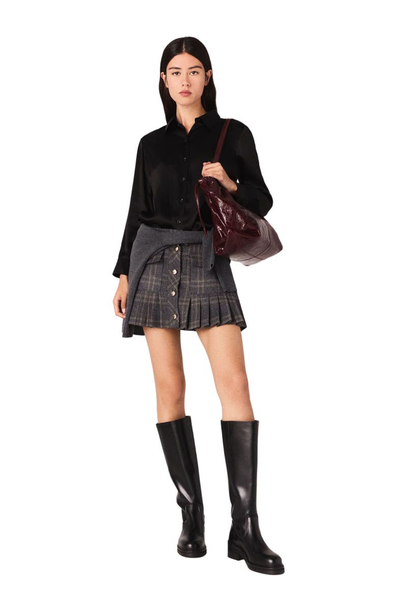 maje Silk shirt, Main, color, Black