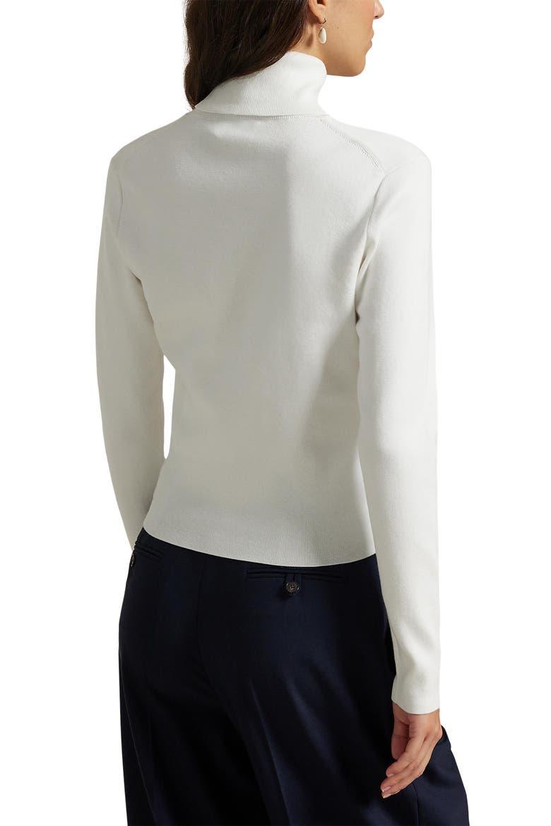 Cotton Blend Turtleneck Top, Alternate, color, WHITE