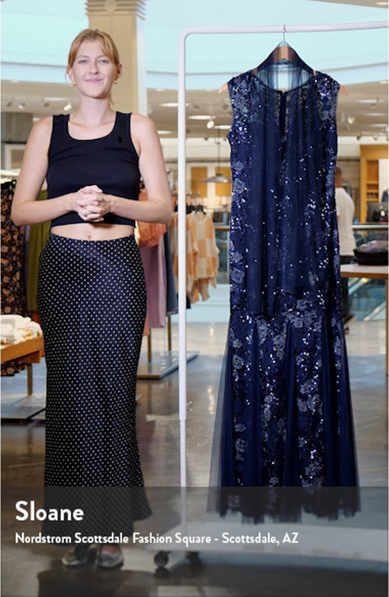 Sequin Embroidered Trumpet Gown, sales video thumbnail