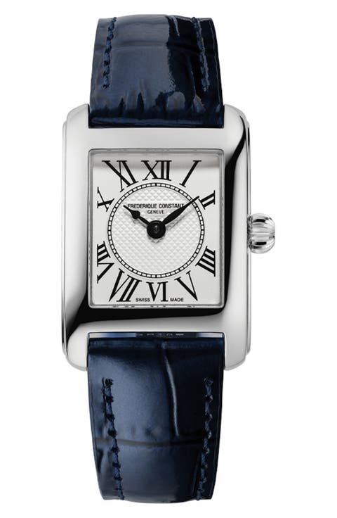 Carrée Leather Strap Watch, 23mm x 21mm