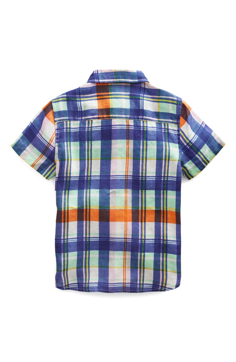 Mini Boden Kids' Vacation Short Sleeve Linen & Cotton Button-Down Shirt, Alternate, color,