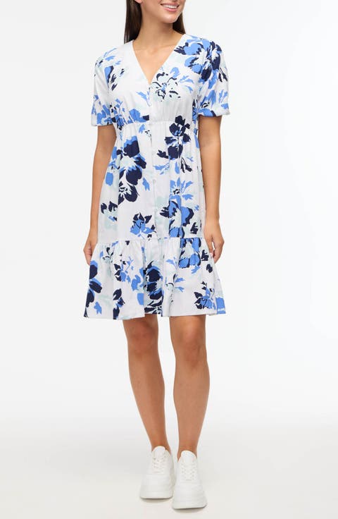 Tiered Linen Blend Dress