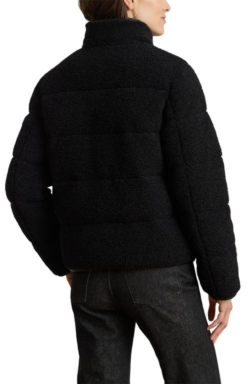 Ralph Lauren Lauren  Faux Shearling Puffer Jacket In Black